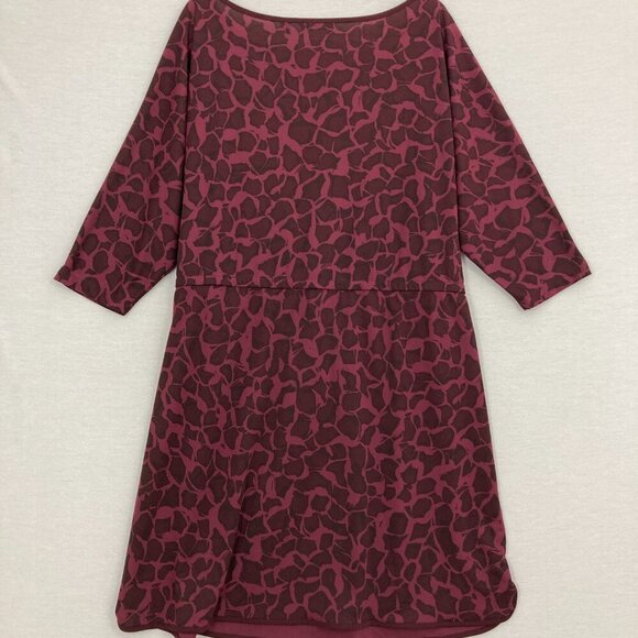 H by Halston Burgundy Animal Print Boat Neck 3/4 Sleeve Tie Front Dress 1X - Picture 9 of 10